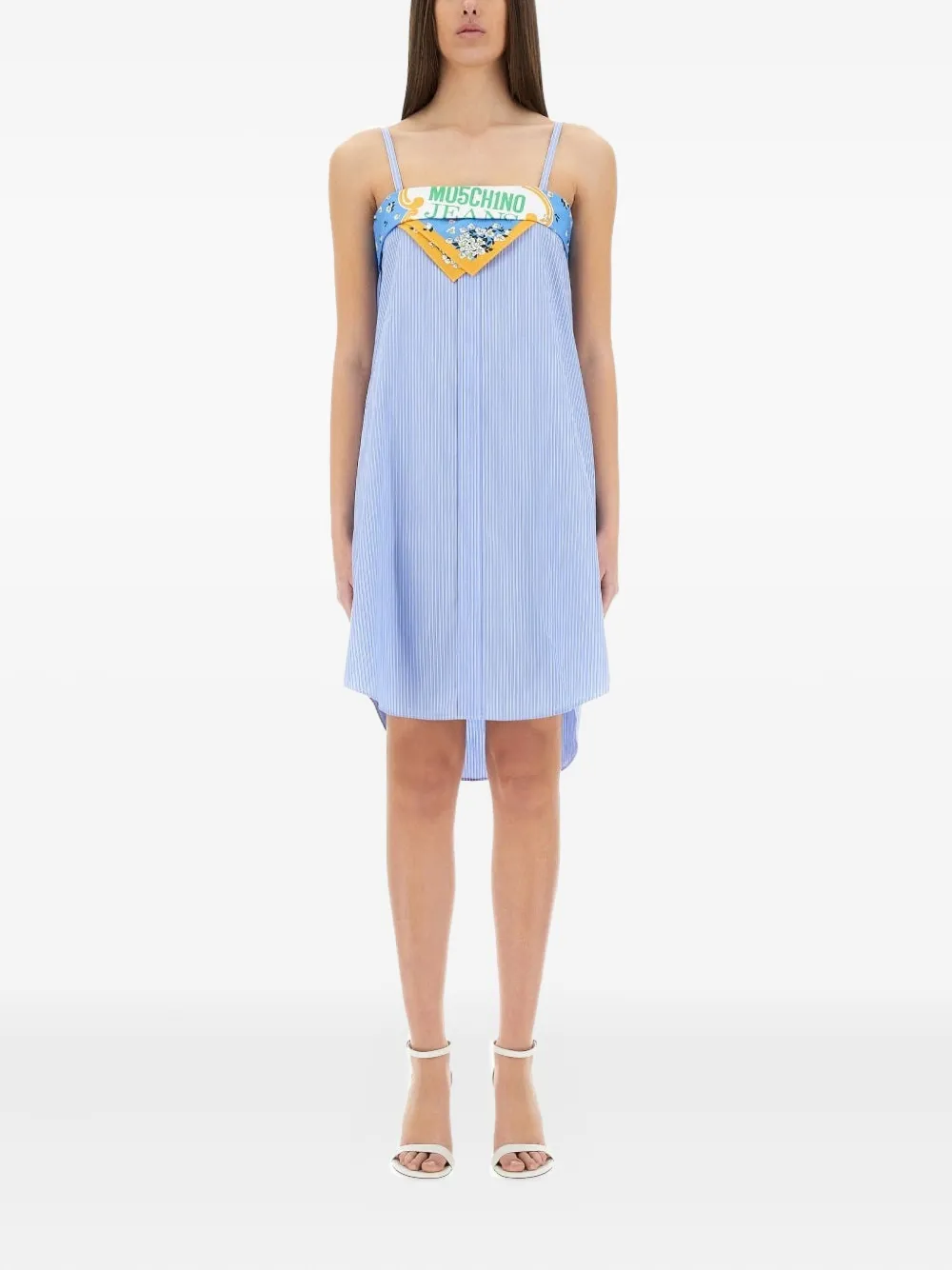 MOSCHINO JEANS striped-pattern midi dress - Blu