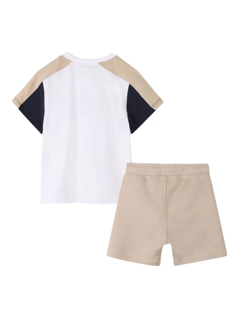 BOSS Kidswear colour-block logo-T-shirt shorts set Beige