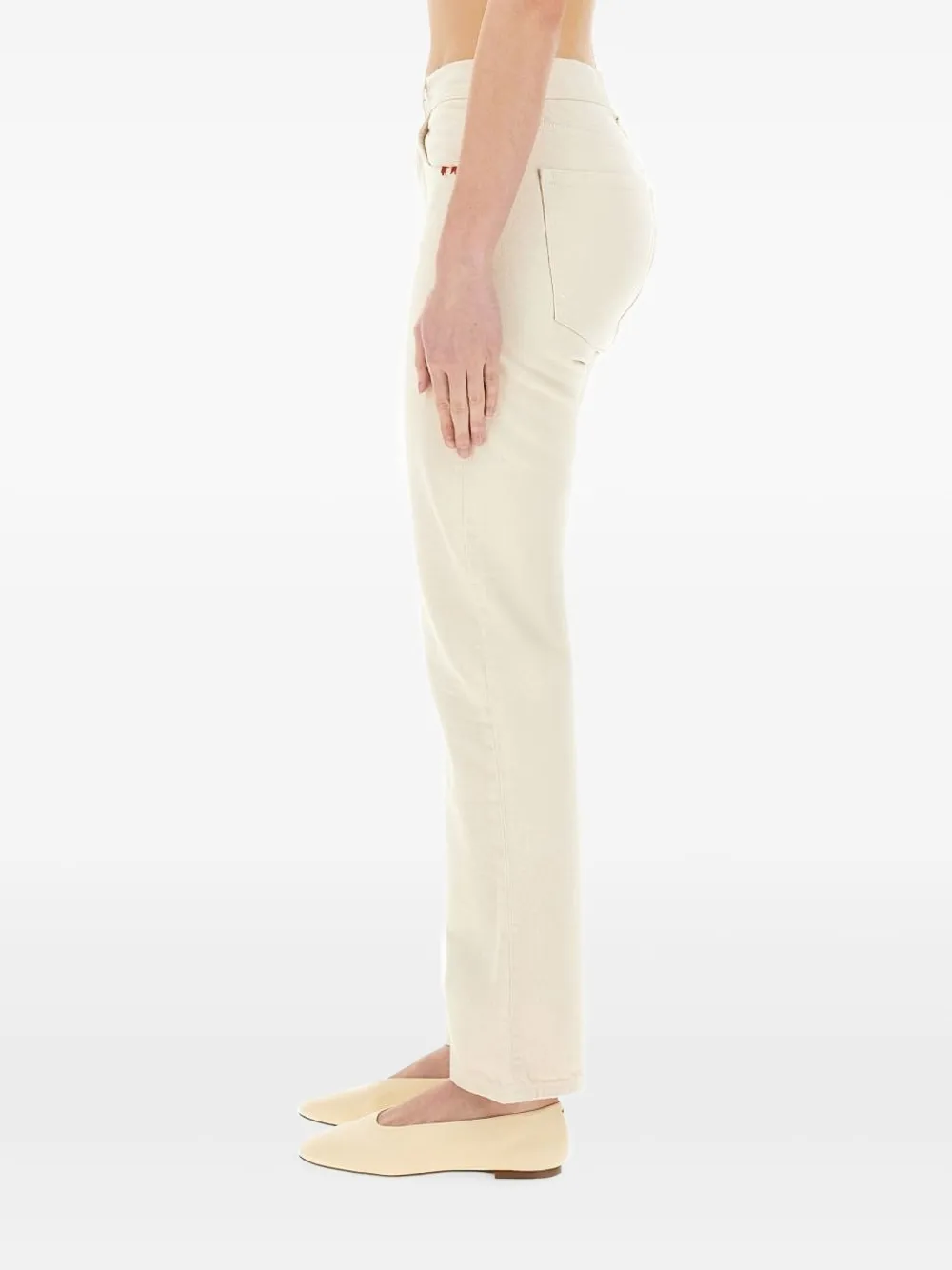 AMISH Straight jeans met geborduurde zakken Beige
