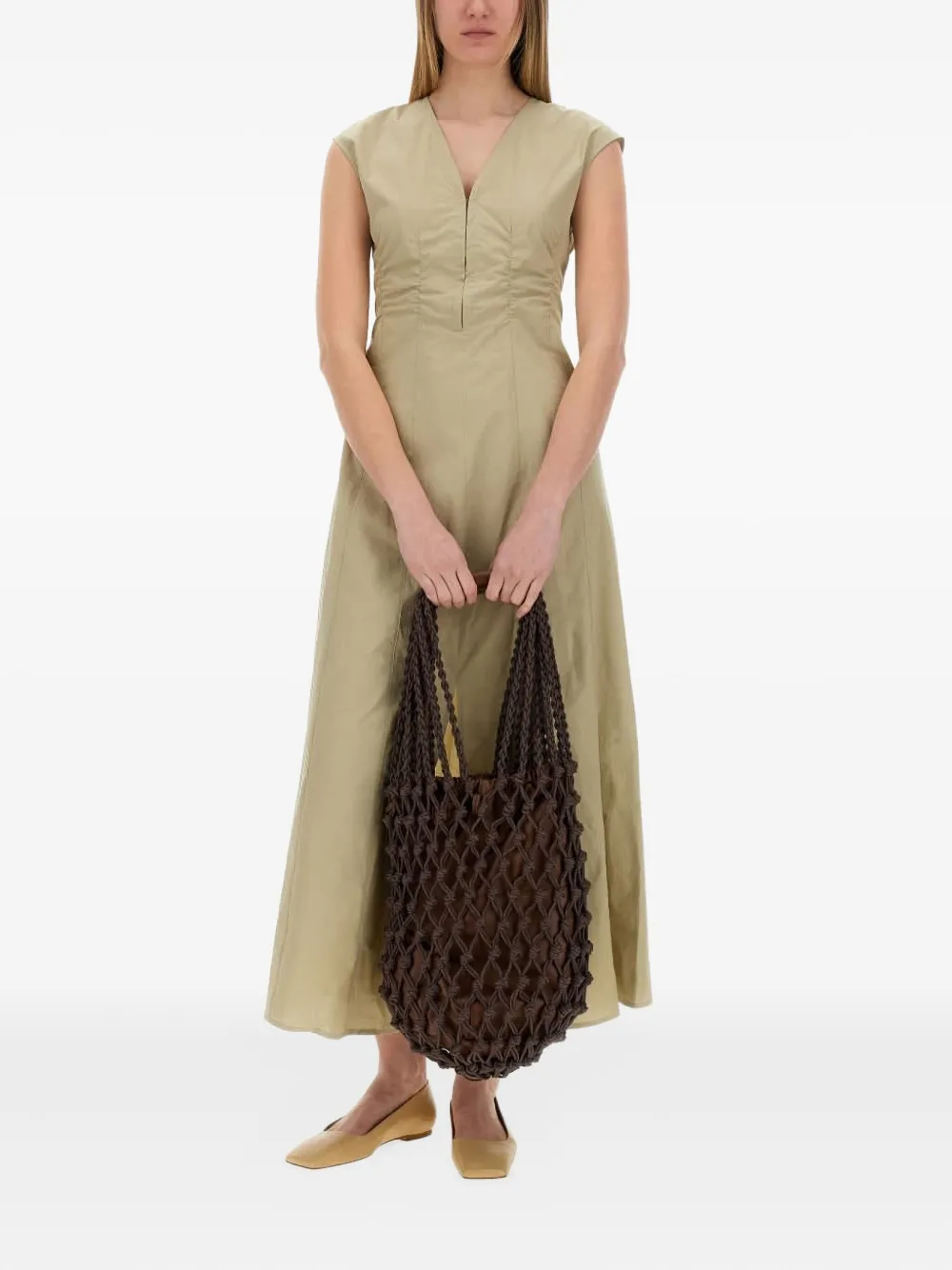 Alysi V-neck Maxi Dress In Green