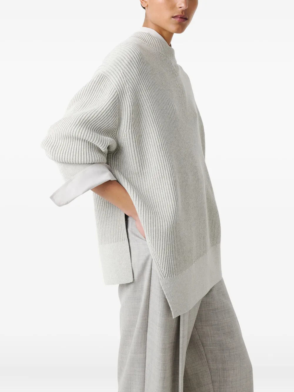 Studio Nicholson Verda geribbelde trui met asymmetrische afwerking Grijs