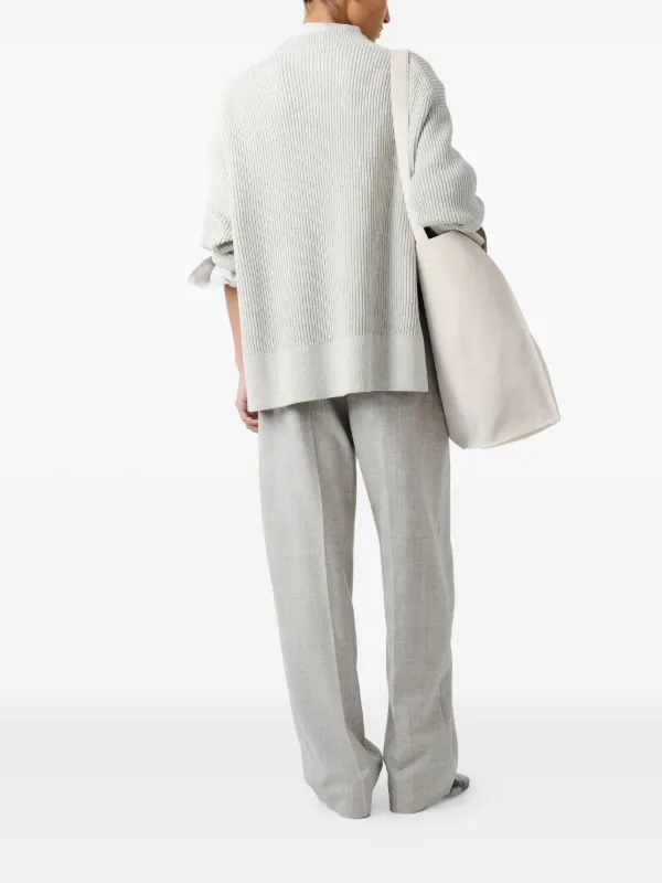 Studio Nicholson Verda Ribbed asymmetric-hem Sweater | Grey | FARFETCH