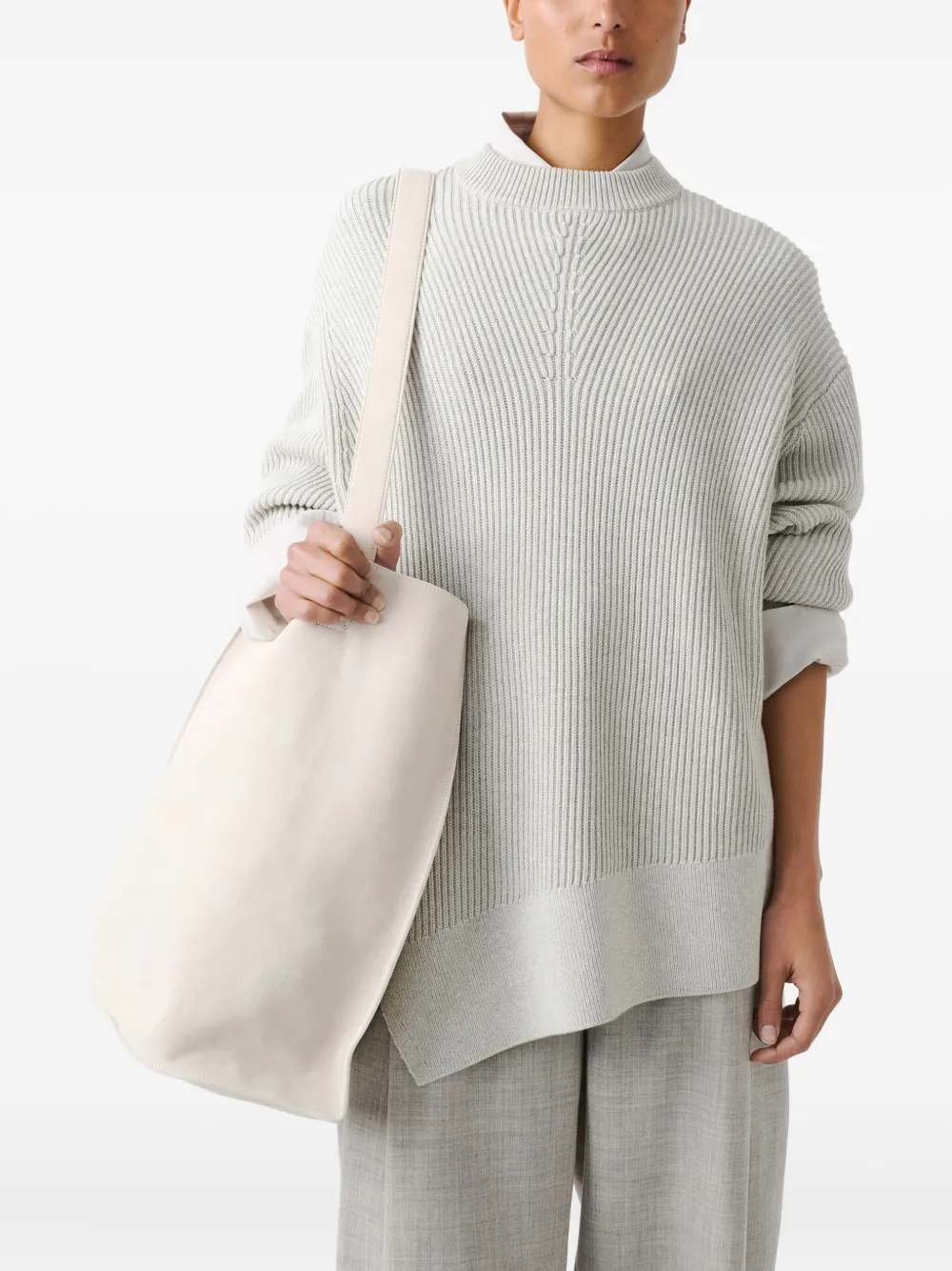 Studio Nicholson Verda geribbelde trui met asymmetrische afwerking Grijs