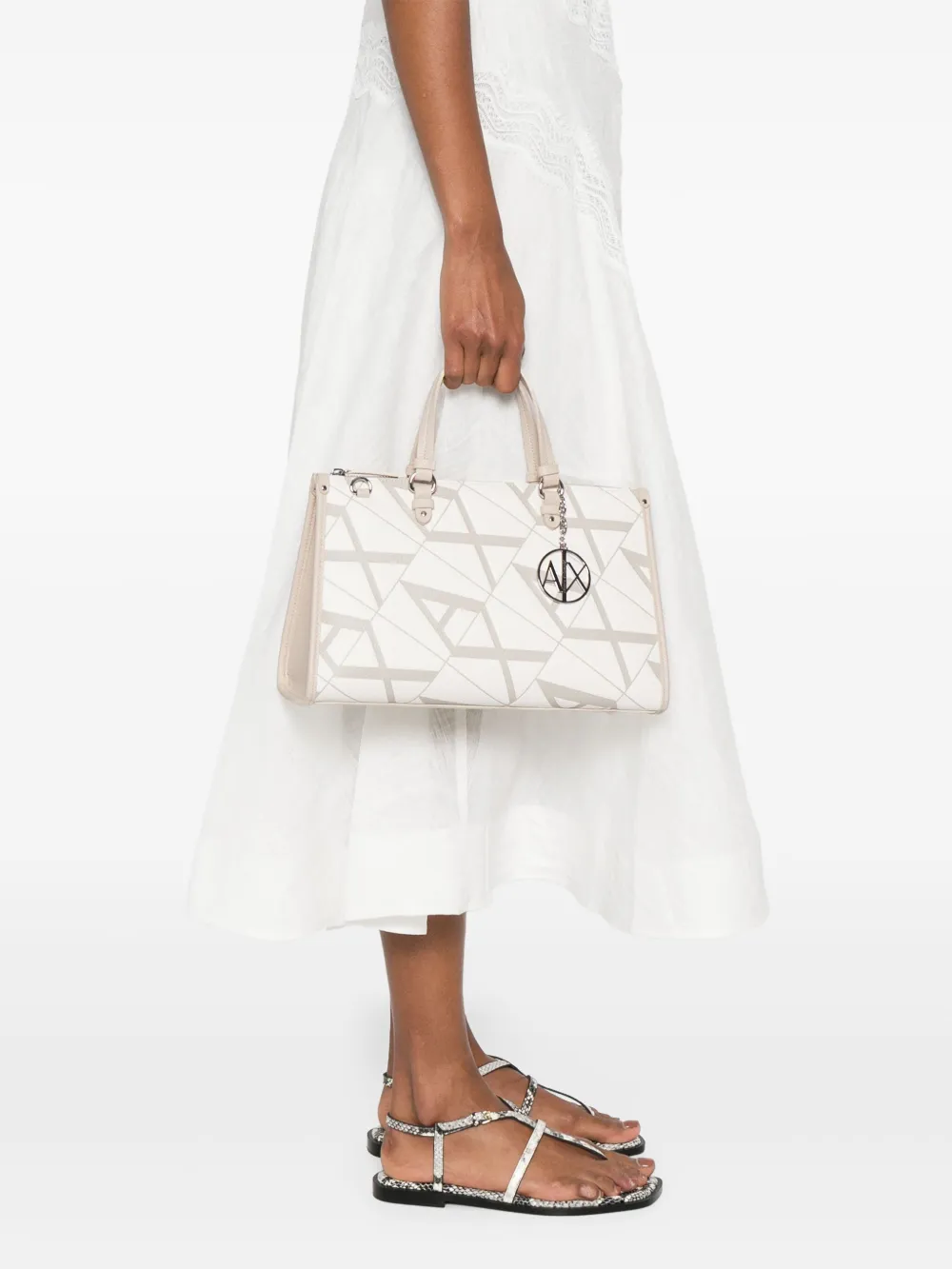 Armani Exchange Shopper met monogram - Wit