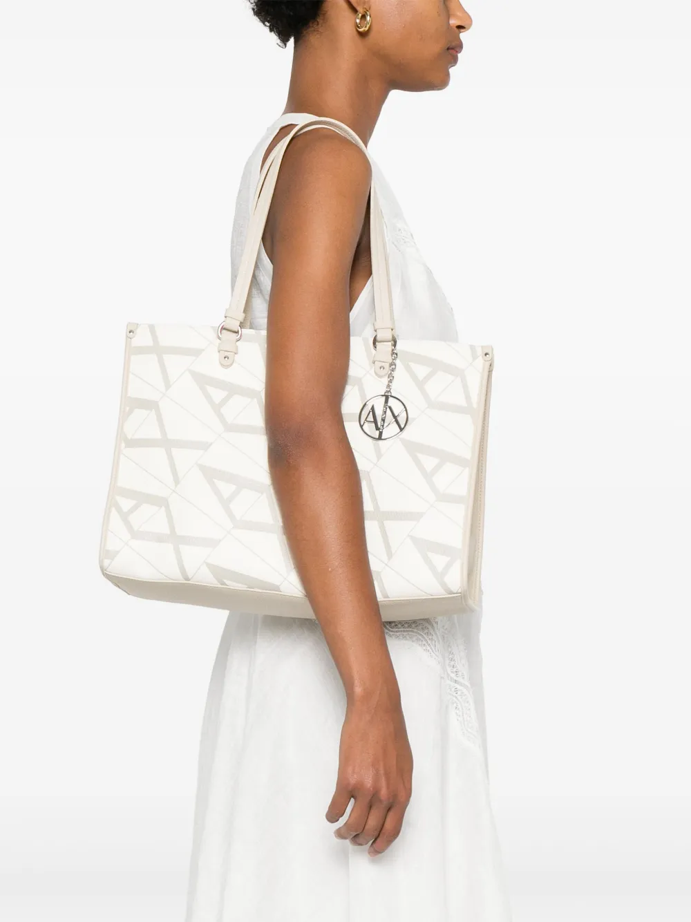 Armani Exchange Shopper met monogram - Wit