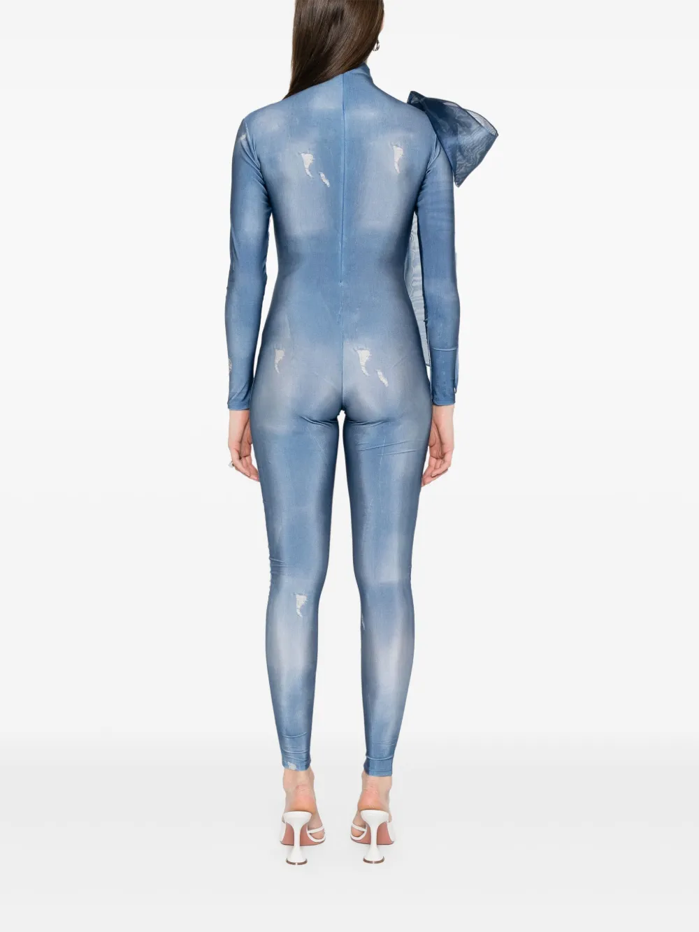 Shop Atu Body Couture Denim-print Jumpsuit