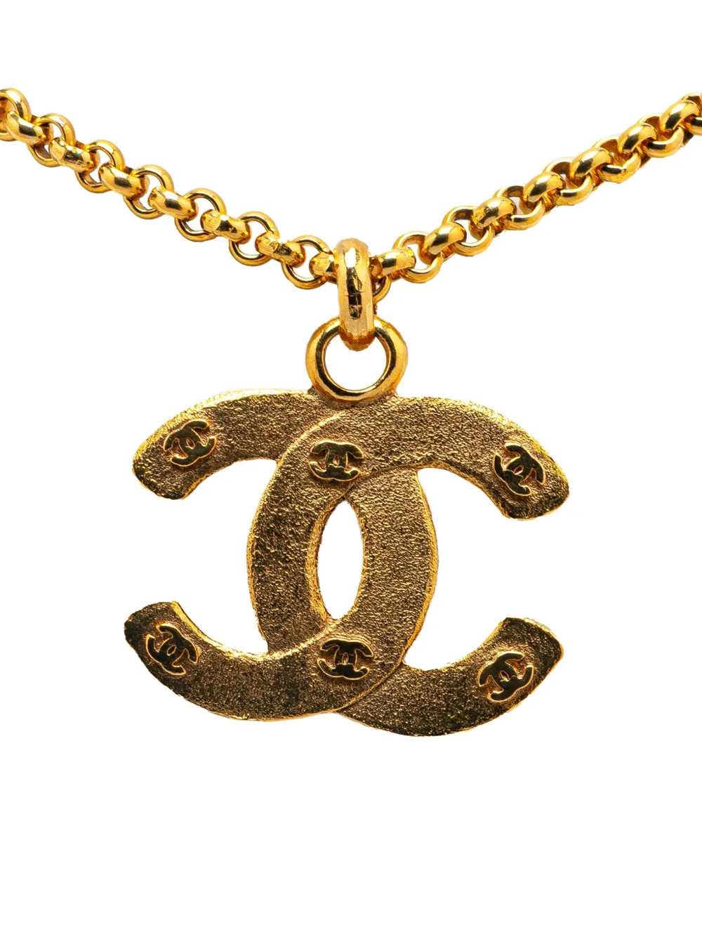 CHANEL Pre-Owned 1980-1990 Gold Plated CC Embossed Pendant Necklace costume necklace | Gold | Image 1