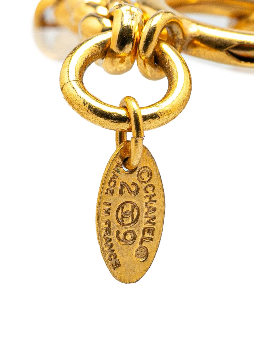 CHANEL Pre-Owned 1980-1990 Gold Plated CC Embossed Pendant Necklace costume necklace | Image 2