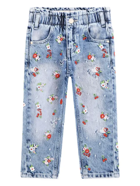 guess kids floral-embroidered jeans 