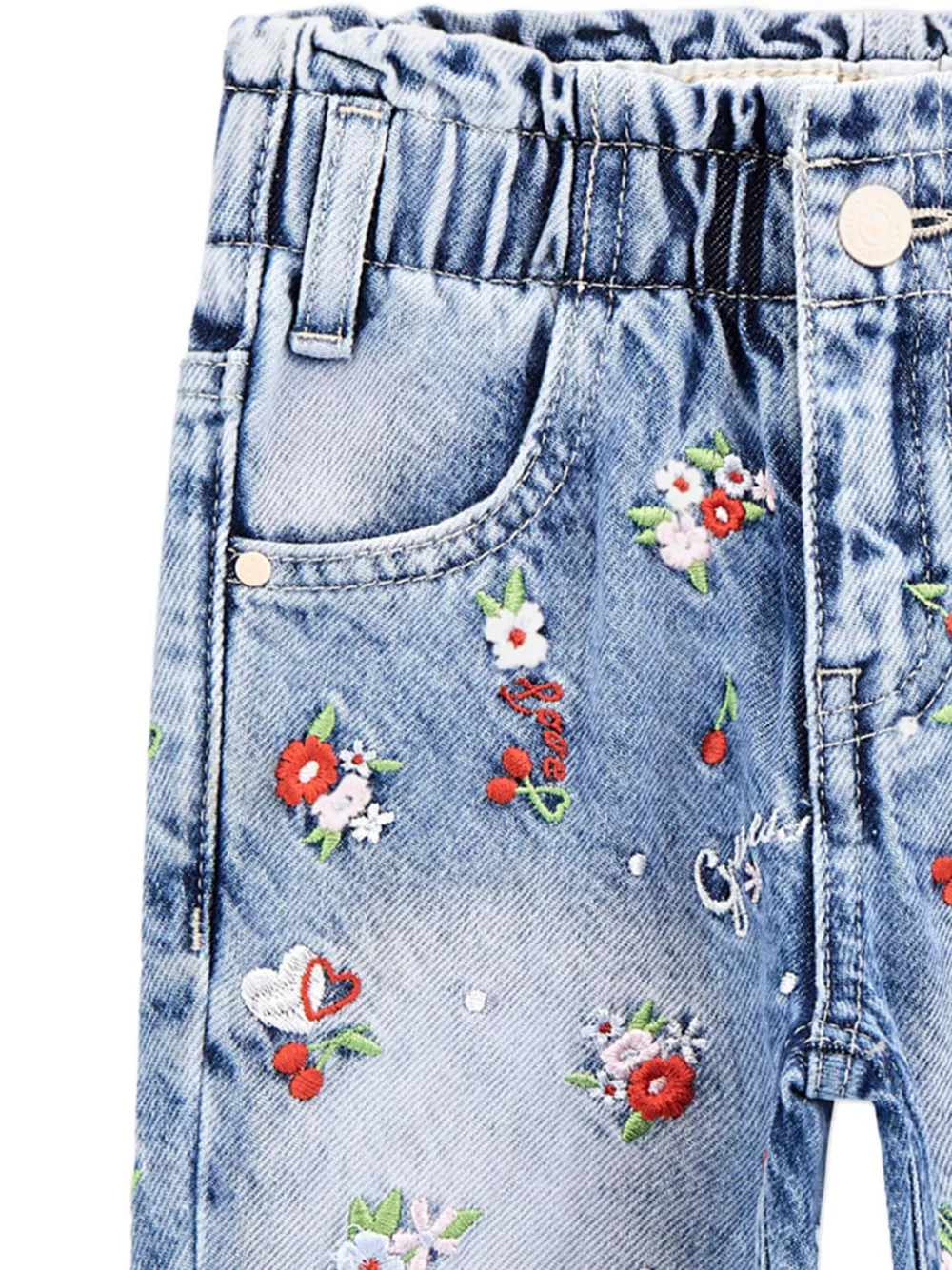 guess kids Jeans met geborduurde bloemen Blauw