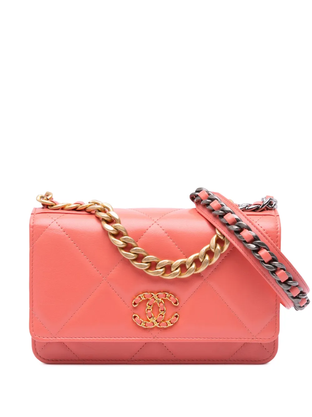 Pre-owned Chanel 2020 Quilted Lambskin 19 Wallet On Chain Satchel