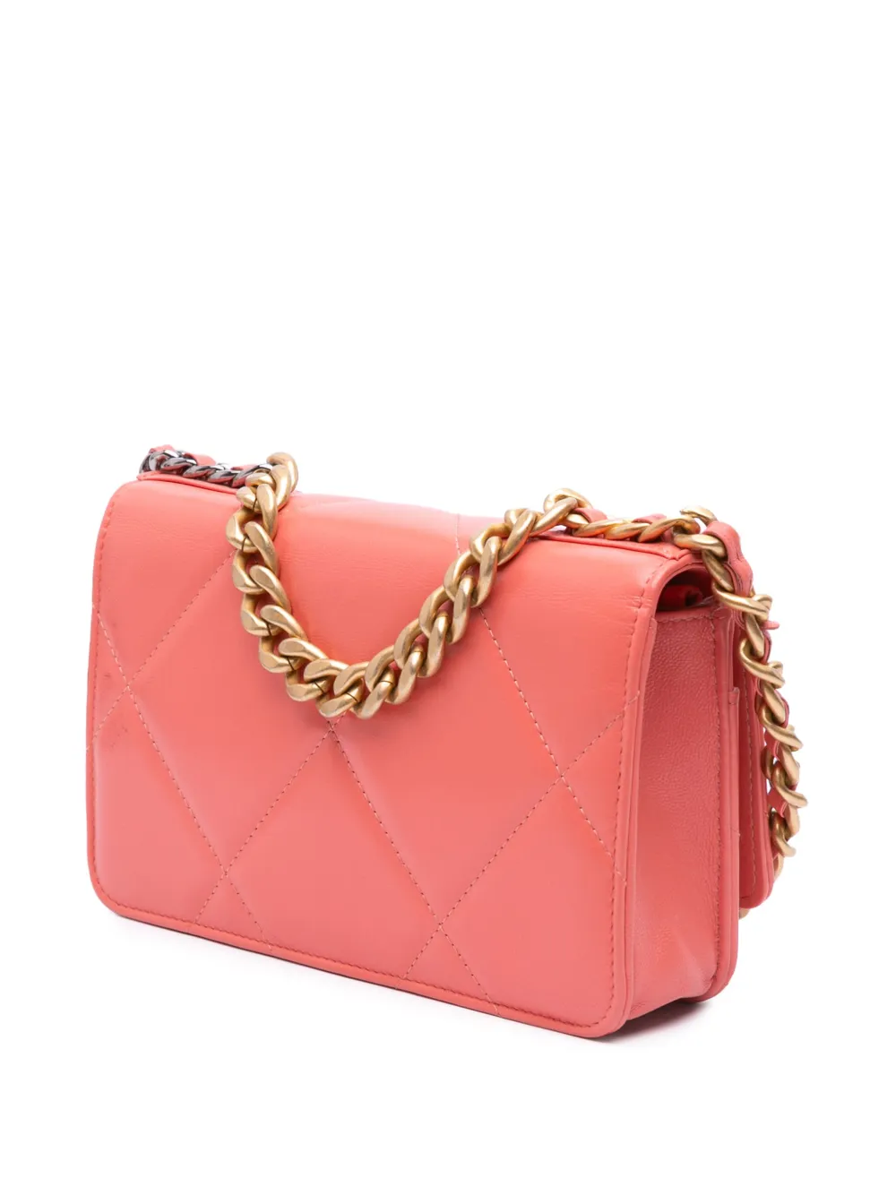 Pre-owned Chanel 2020 Quilted Lambskin 19 Wallet On Chain Satchel