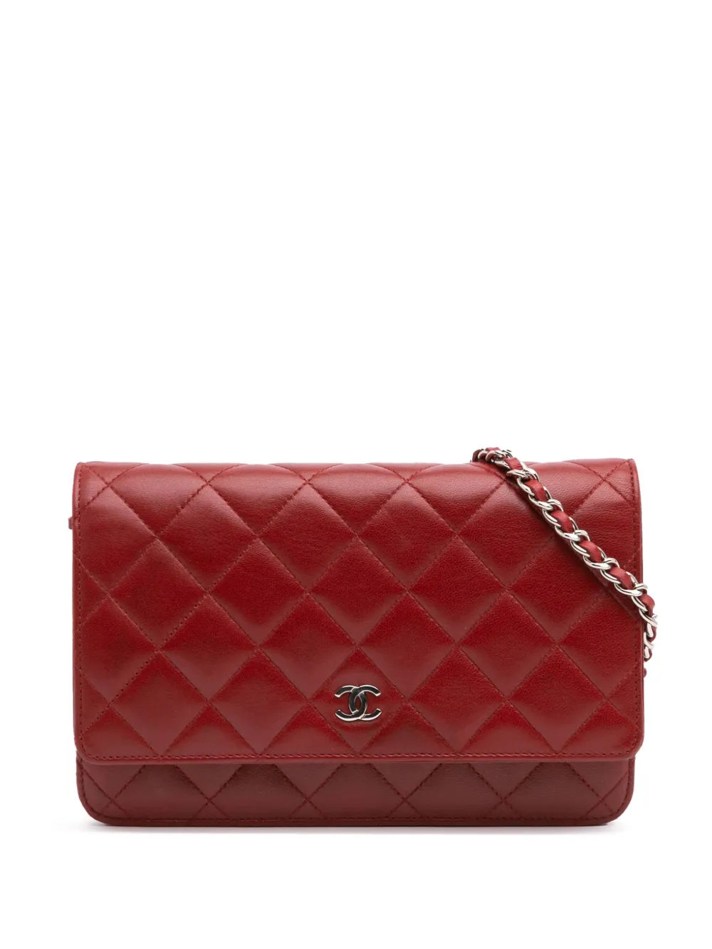 CHANEL Pre-Owned 2014-2015 CC Quilted Lambskin Wallet on Chain crossbody bag | Red | Image 1