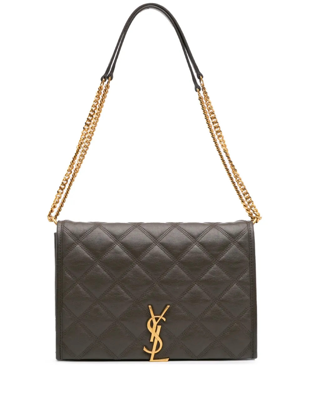 Saint Laurent Pre-Owned 2020 Mini Quilted Lambskin Becky Chain shoulder bag | Brown | Image 1