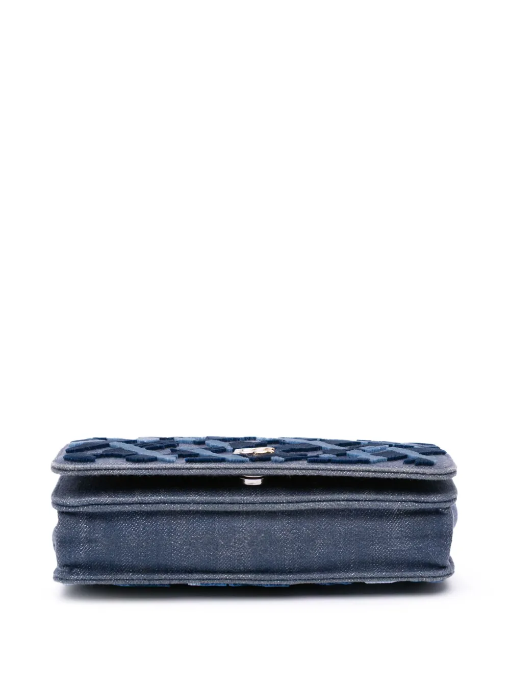 Pre-owned Chanel 2017-2018 Denim And Velvet Wallet On Chain Crossbody Bag
