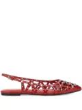 Ash studd-embellishment flat pumps - Red