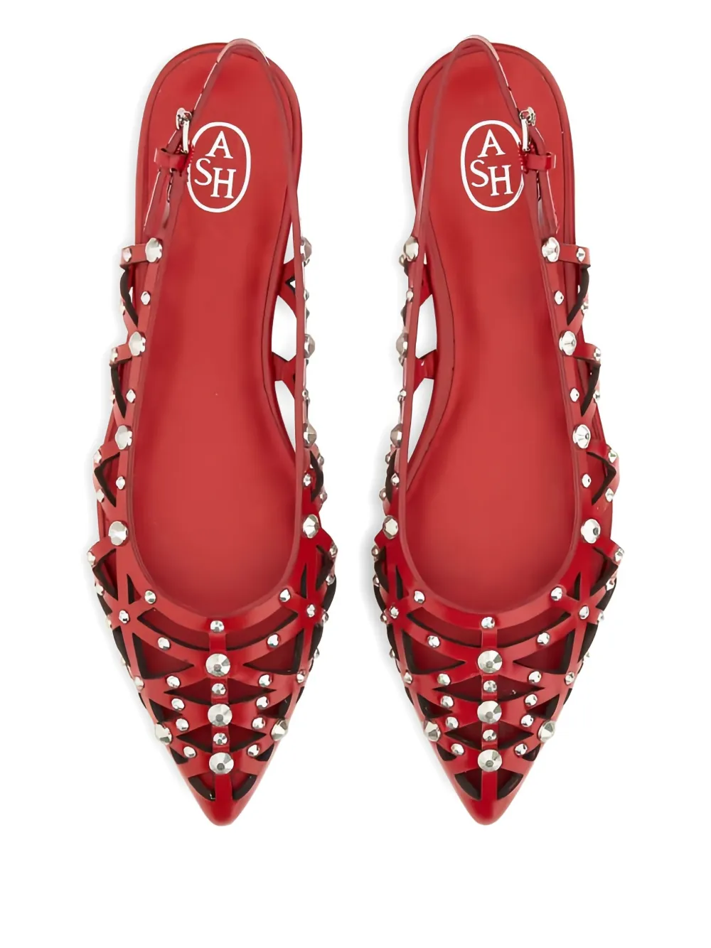 Ash studd-embellishment flat pumps Rood
