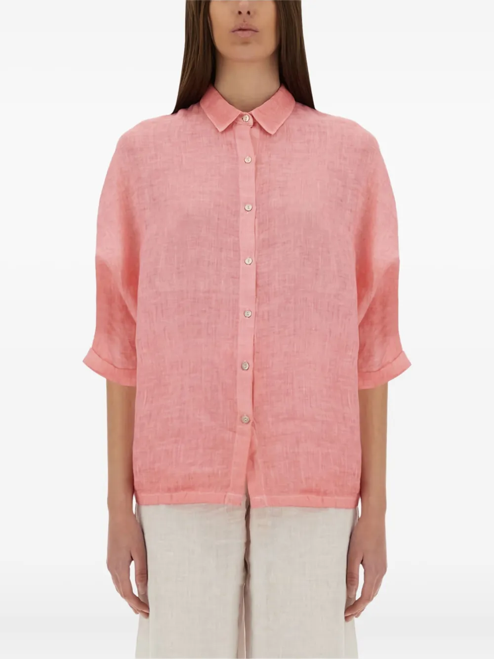 120% Lino linen collared shirt - ピンク 120% Lino linen collared shirt - ピンク