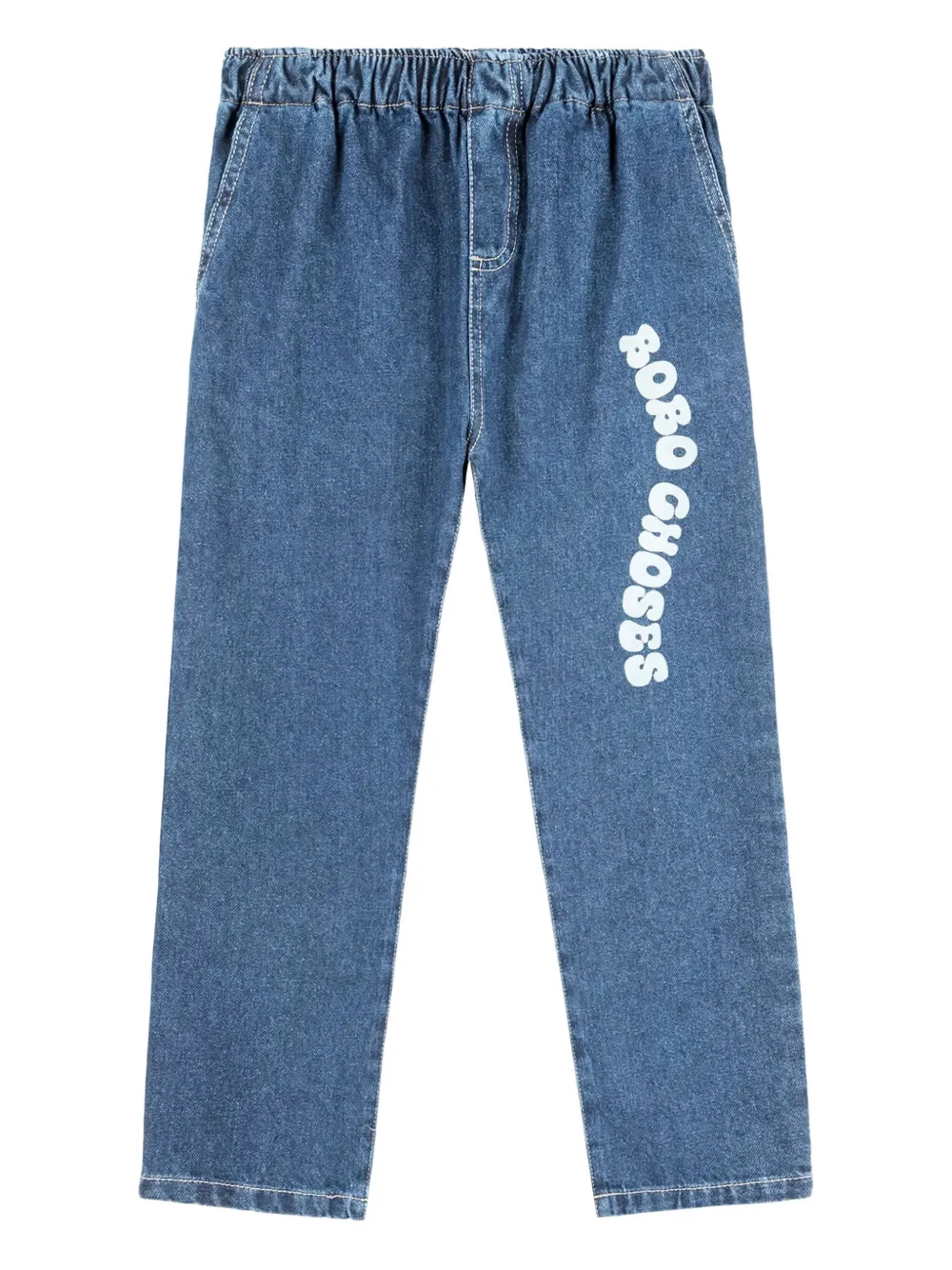 Bobo Choses elastic-waist logo-print jeans Blauw