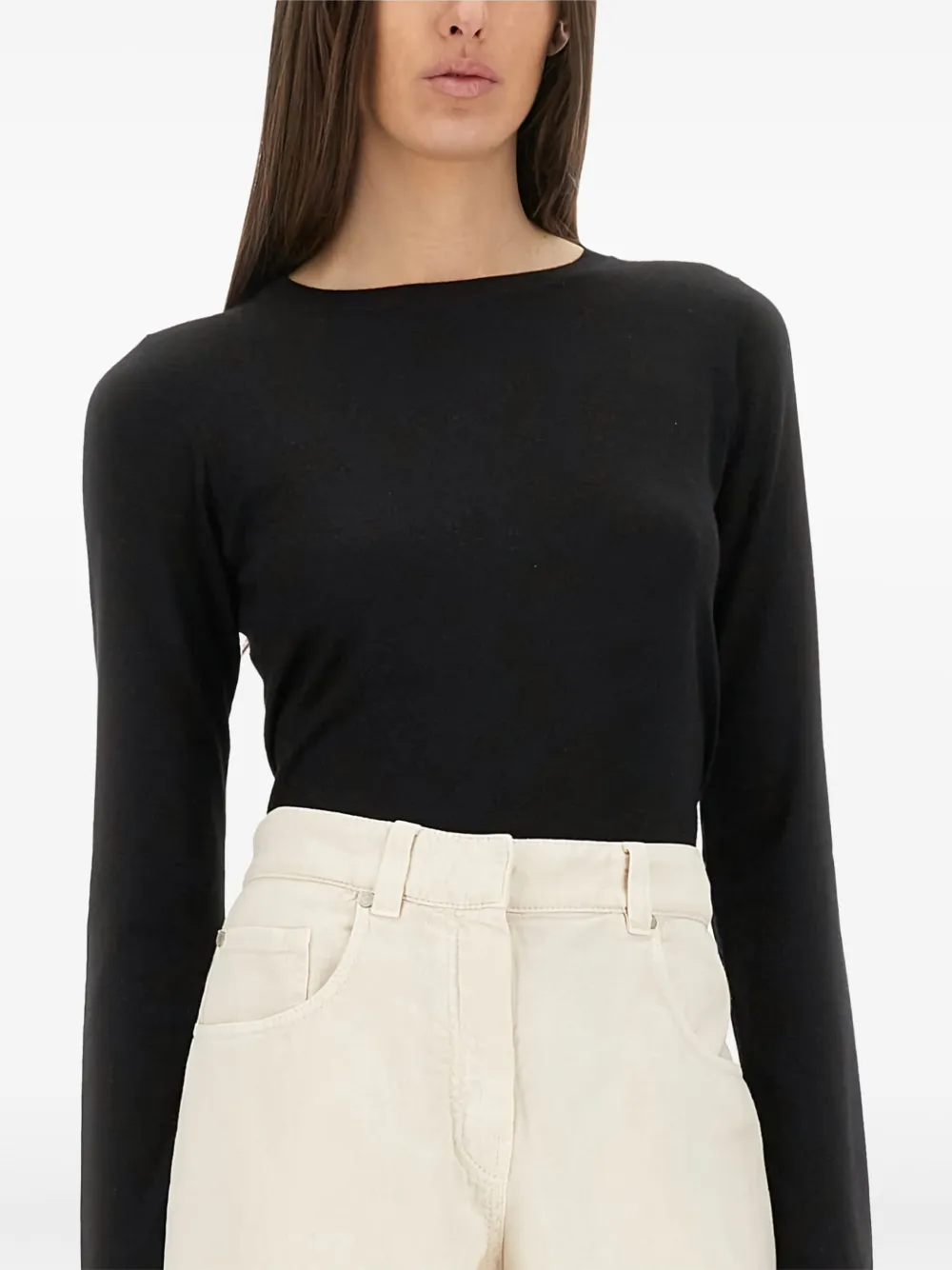 Brunello Cucinelli Top met lange mouwen Zwart
