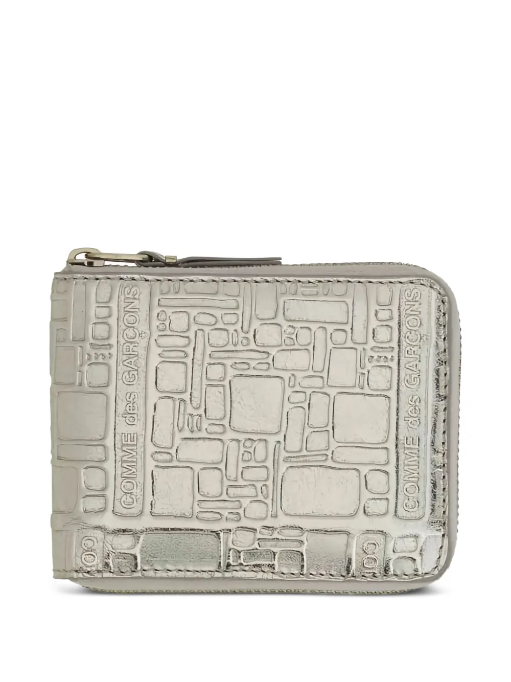 Comme Des Garçons Wallet embossed zip-around wallet | Silver | Image 1