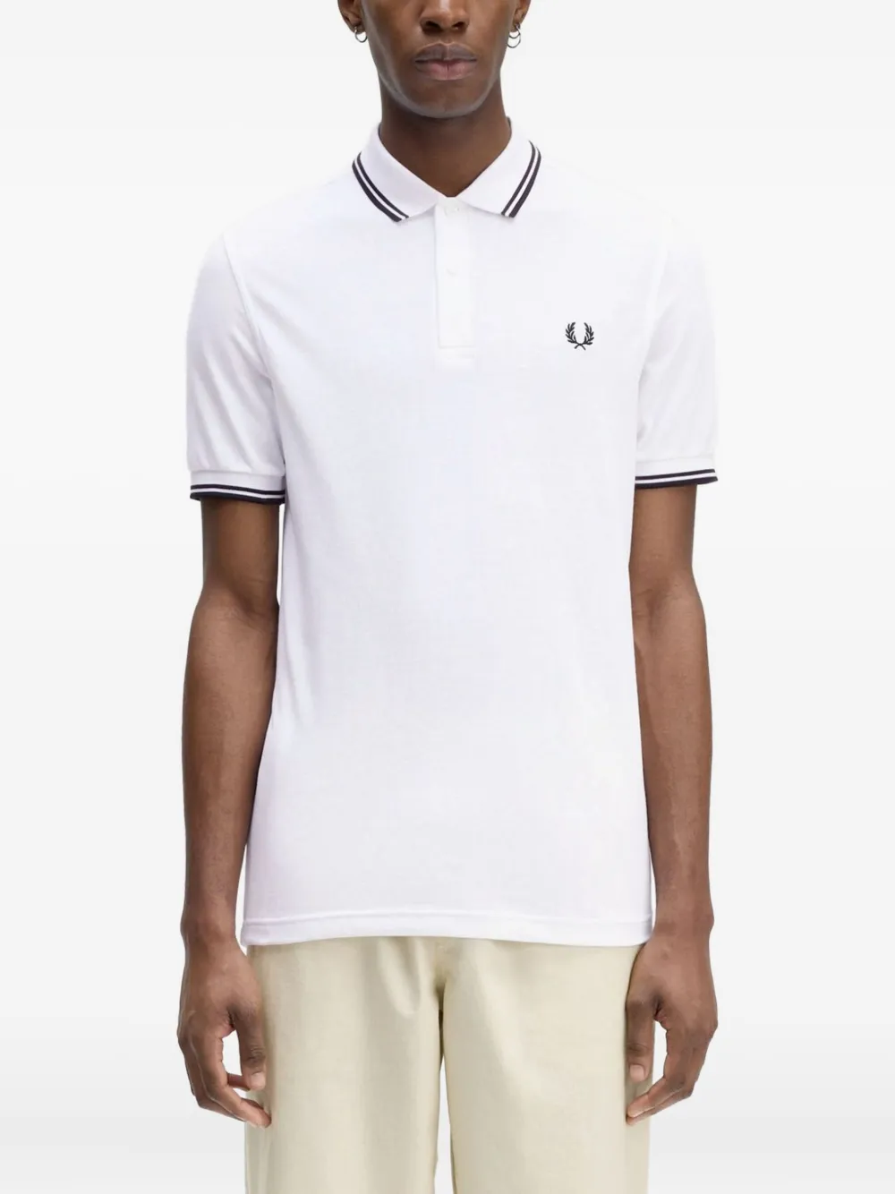 Fred Perry Poloshirt met gestreepte afwerking Wit