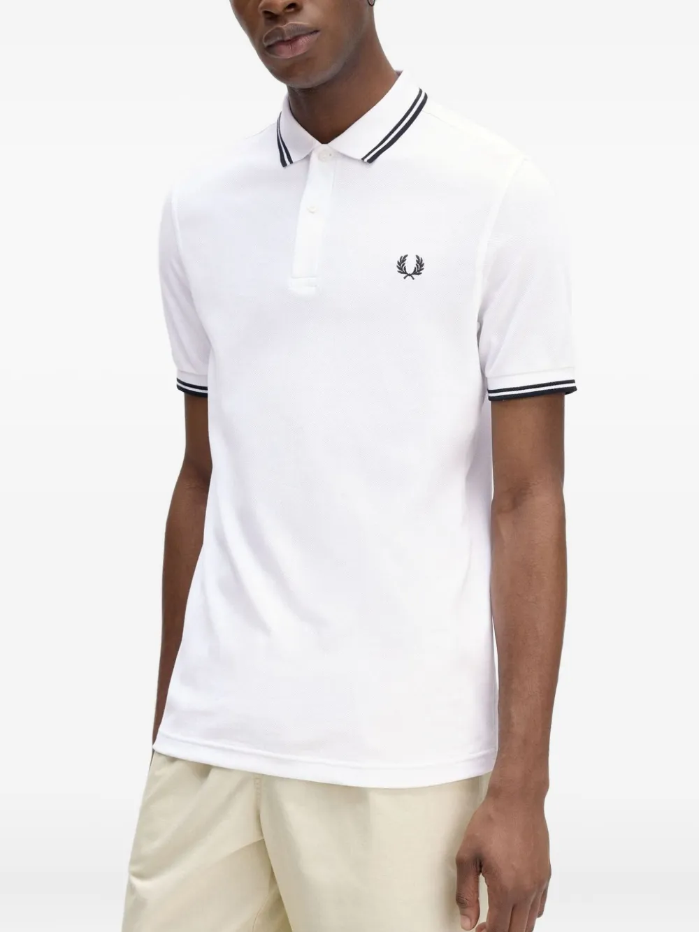 Fred Perry Poloshirt met gestreepte afwerking Wit