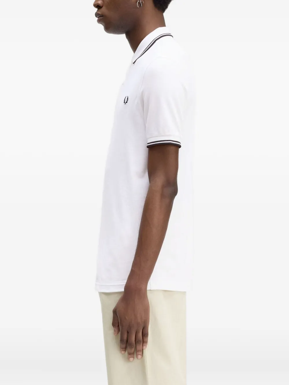 Fred Perry Poloshirt met gestreepte afwerking Wit