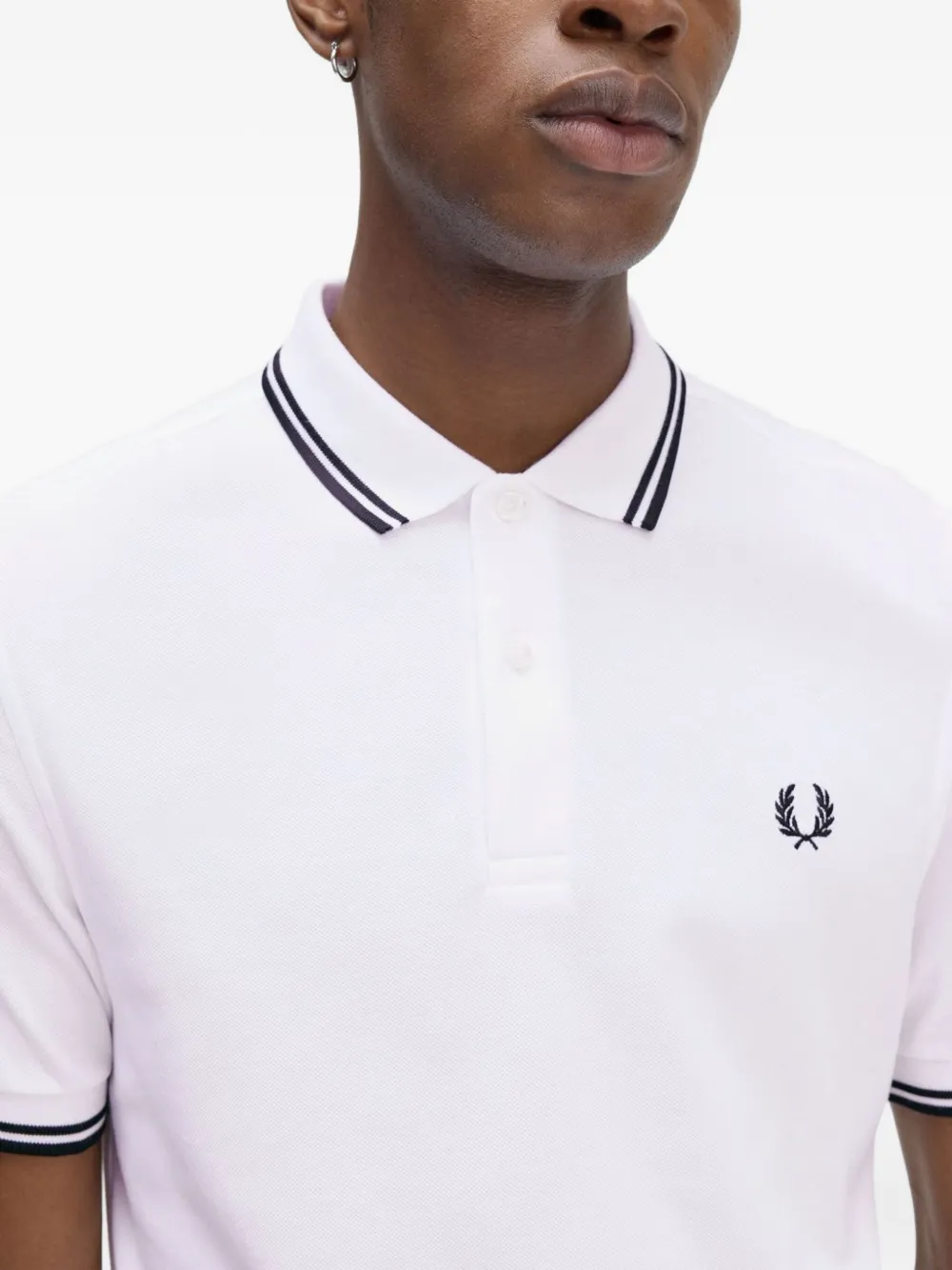 Fred Perry Poloshirt met gestreepte afwerking Wit