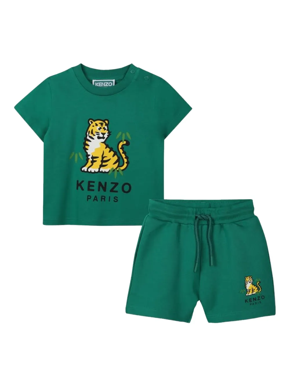 Kenzo Kids tiger graphic-print shorts set - グリーン Kenzo Kids tiger graphic-print shorts set - グリーン