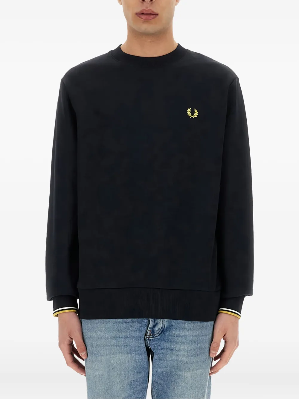 Fred Perry Sweater met geborduurd logo Blauw