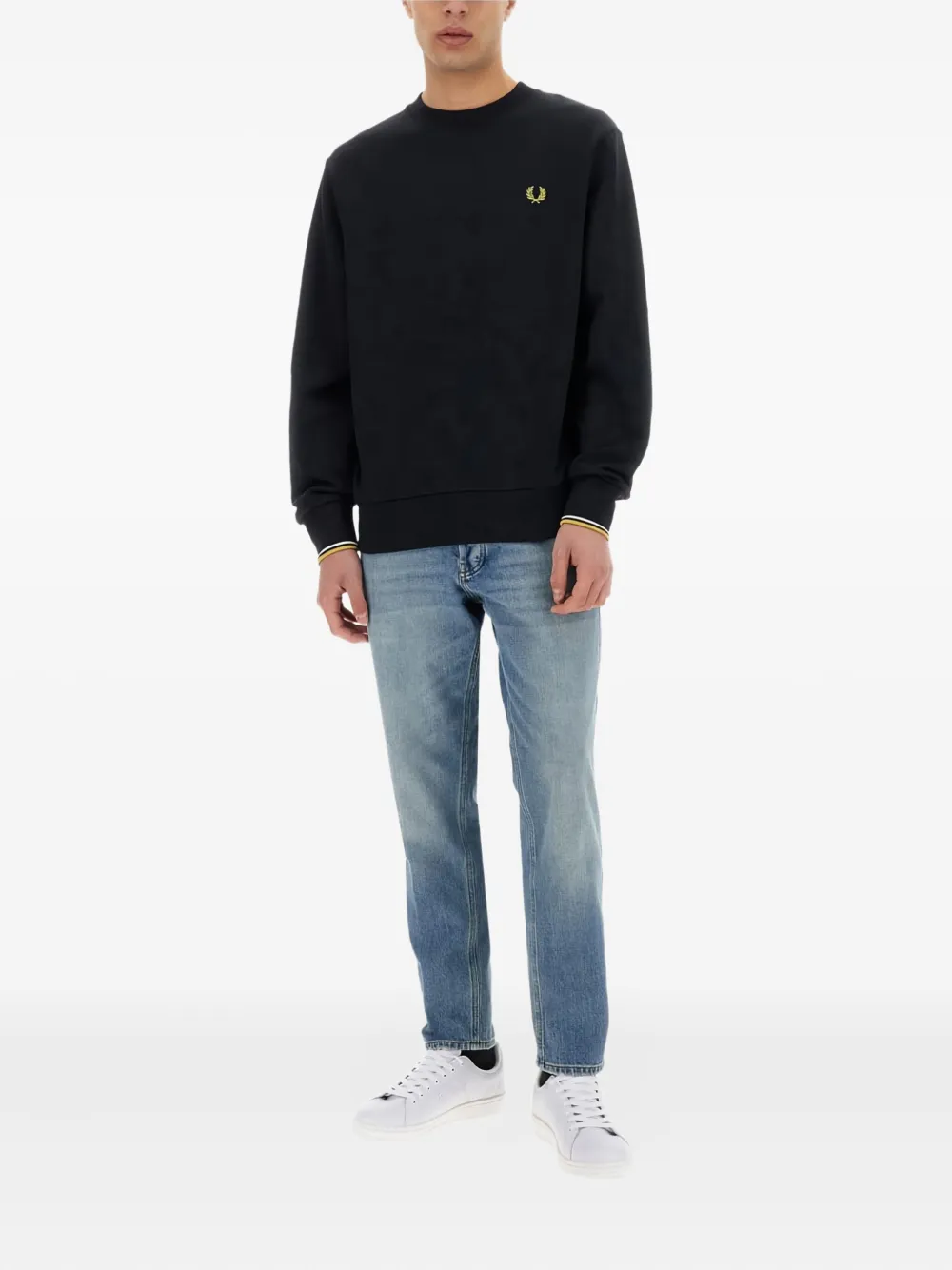 Fred Perry Sweater met geborduurd logo Blauw