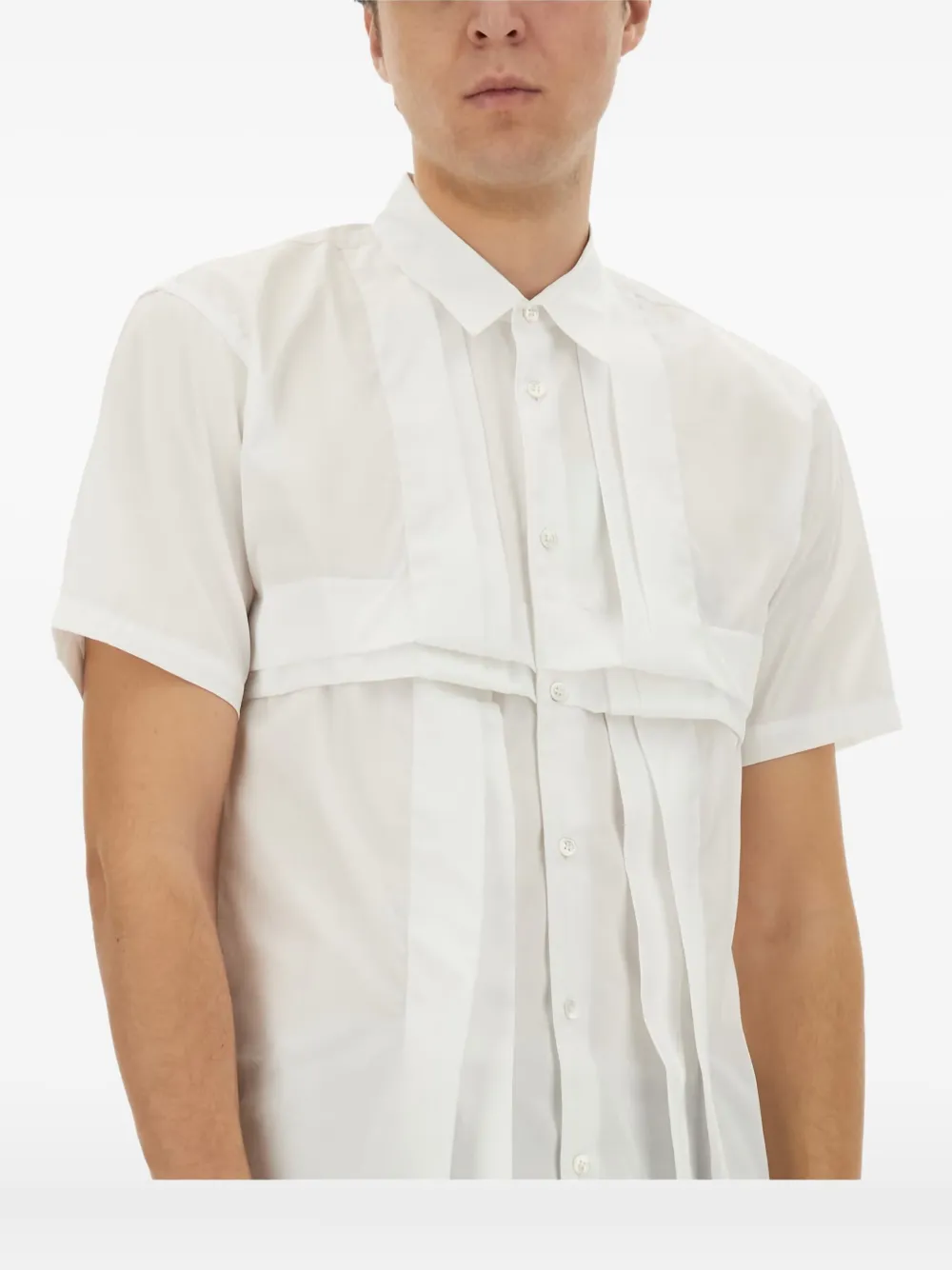 Comme Des Garçons Shirt pleated-panel cotton shirt Wit