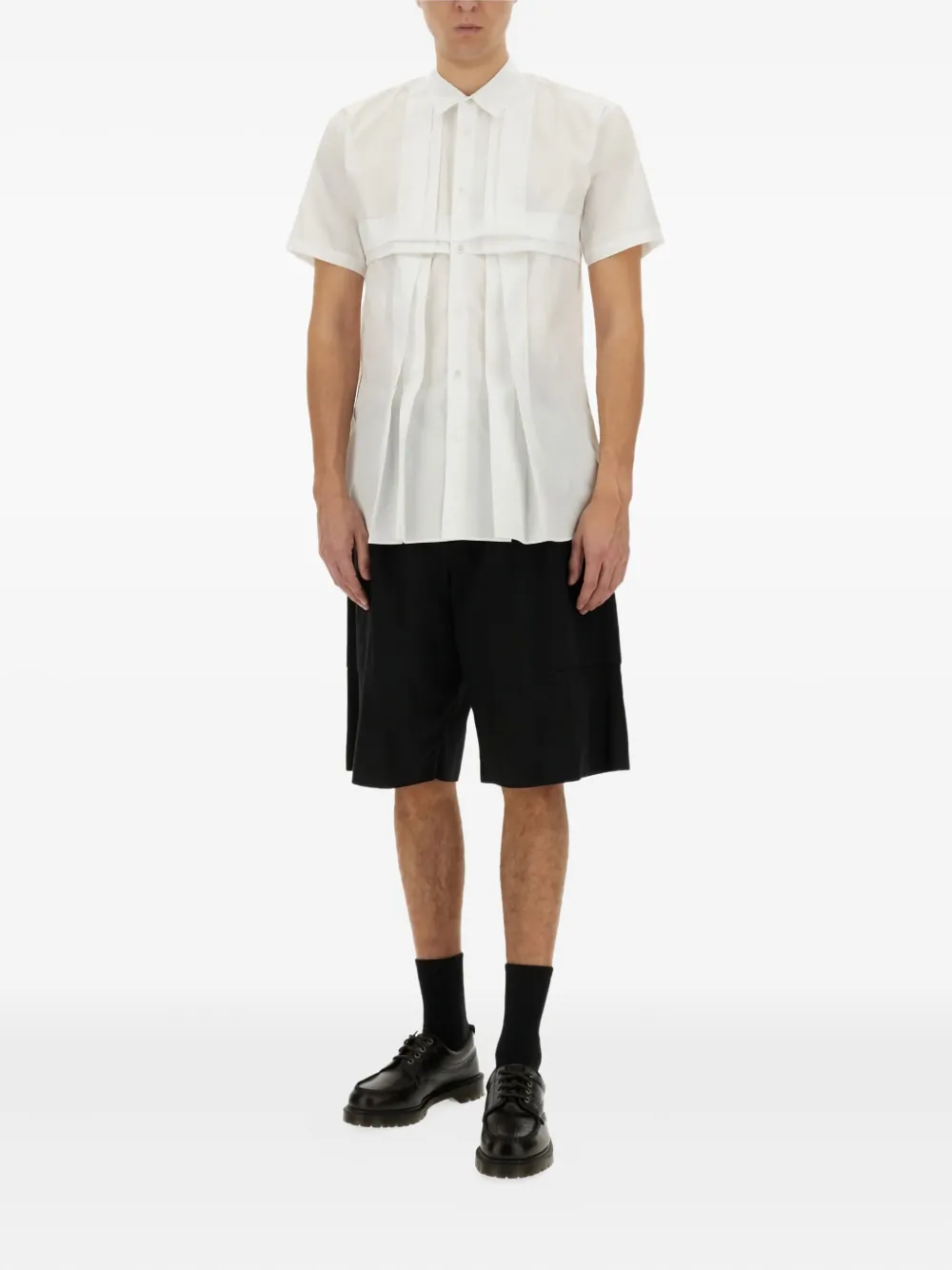 Comme Des Garçons Shirt pleated-panel cotton shirt Wit