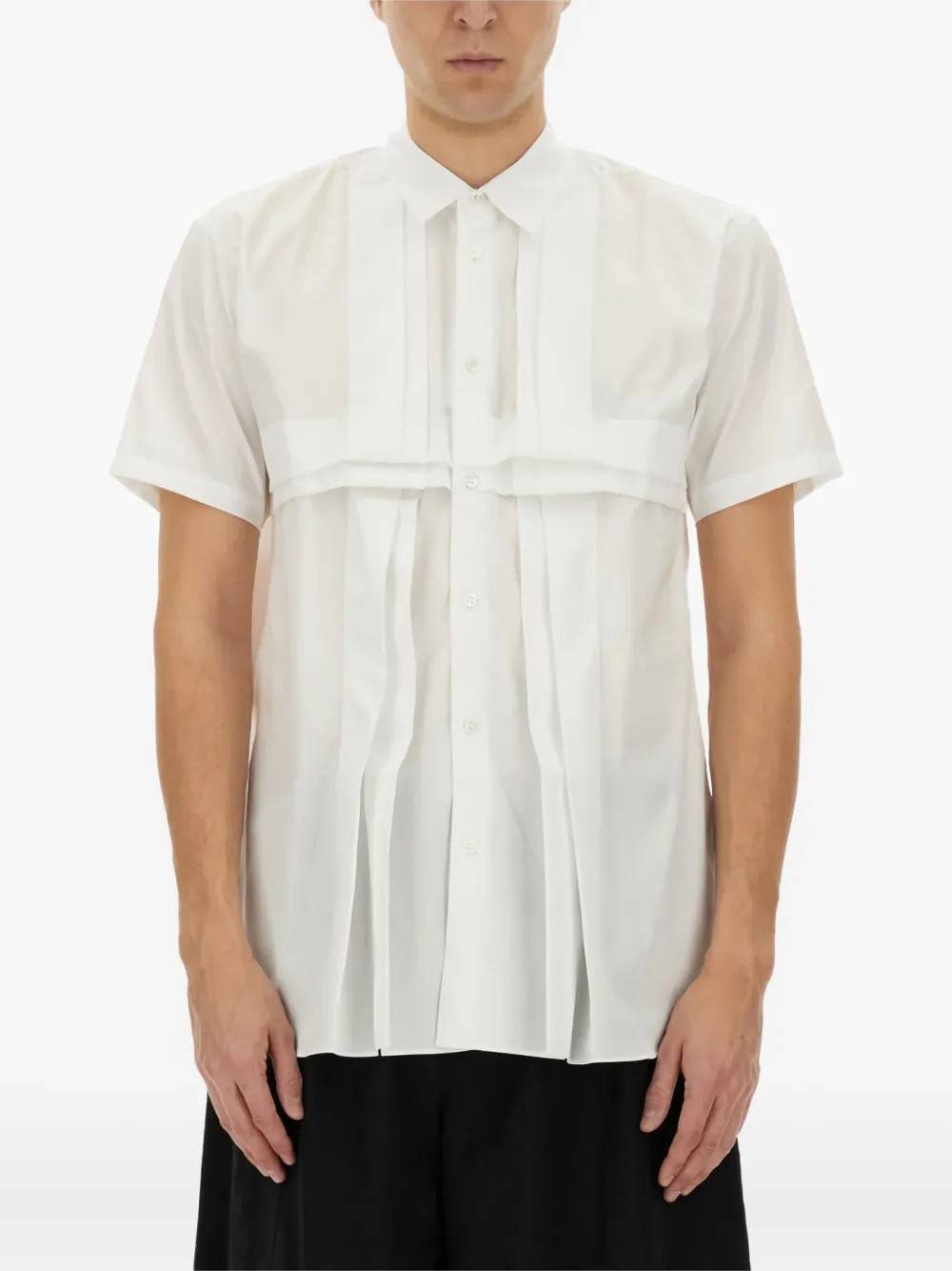 Comme Des Garçons Shirt pleated-panel cotton shirt Wit