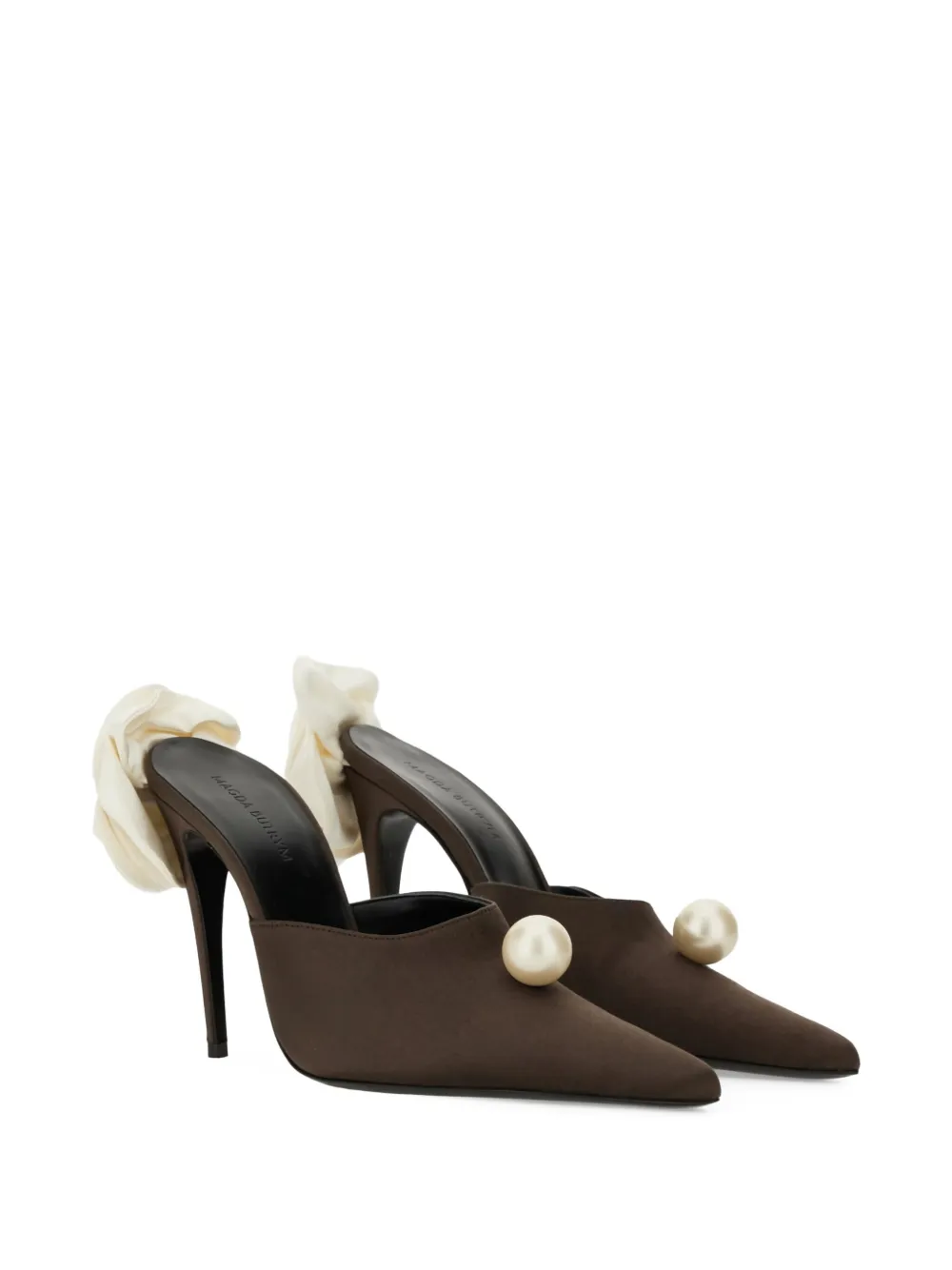 Magda Butrym pearl-embellished pointed-toe mules Brown