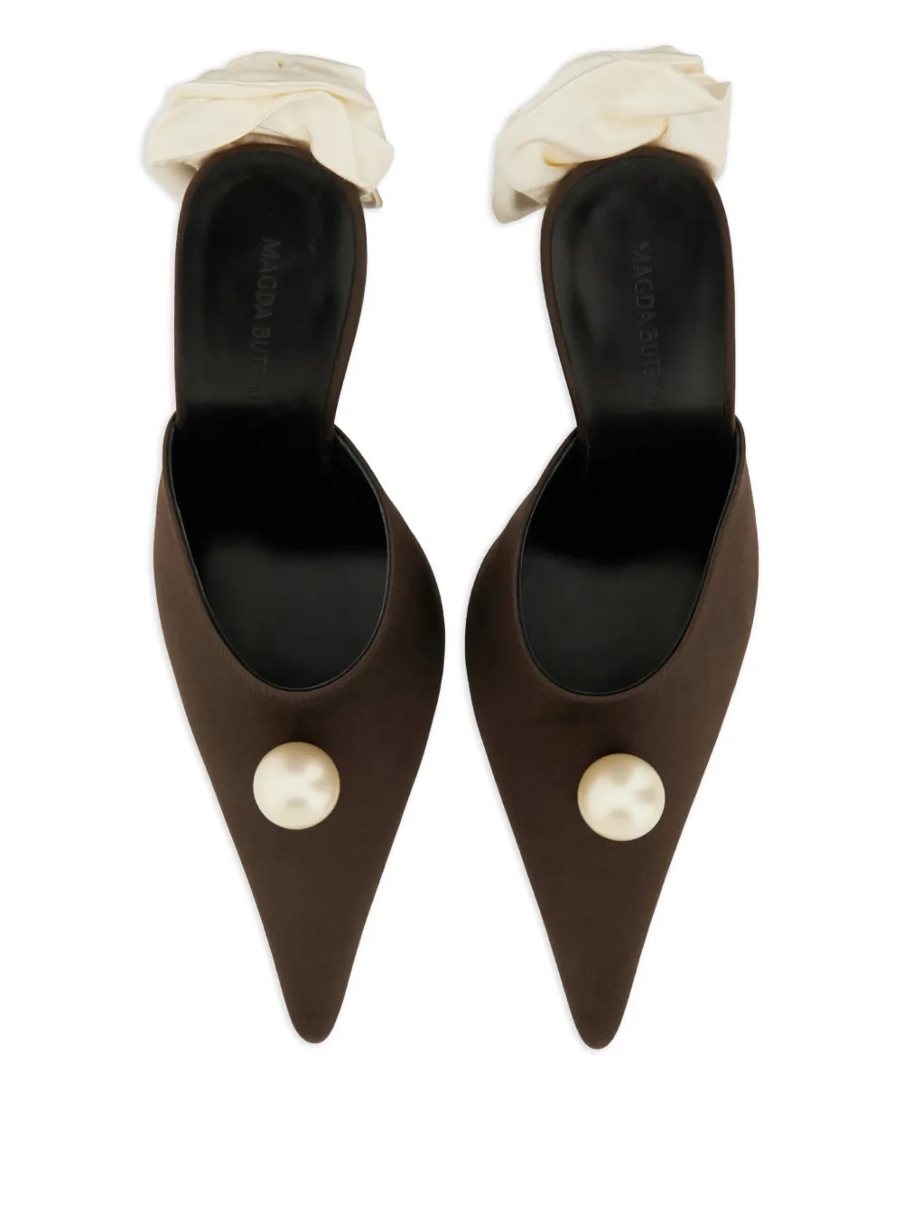 Magda Butrym pearl-embellished pointed-toe mules Brown