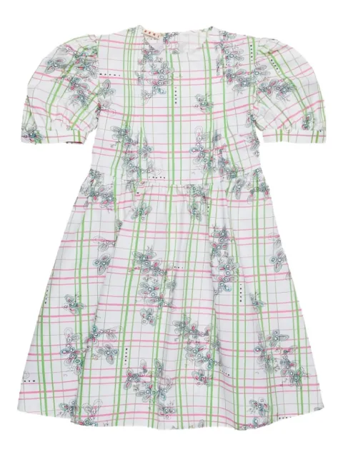 Marni Kids puff-sleeve checked dress