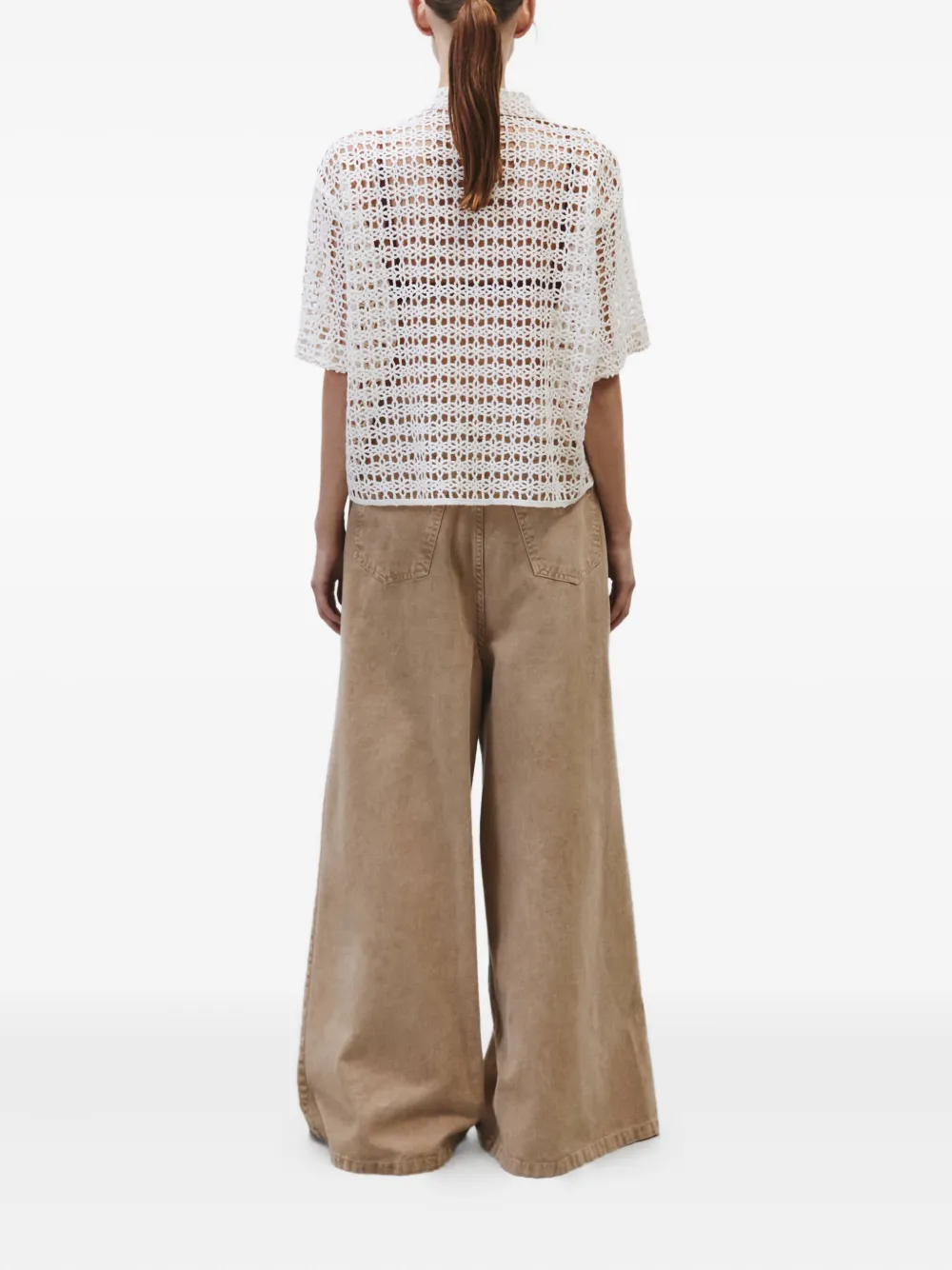 Alysi crochet-pattern collared shirt Wit
