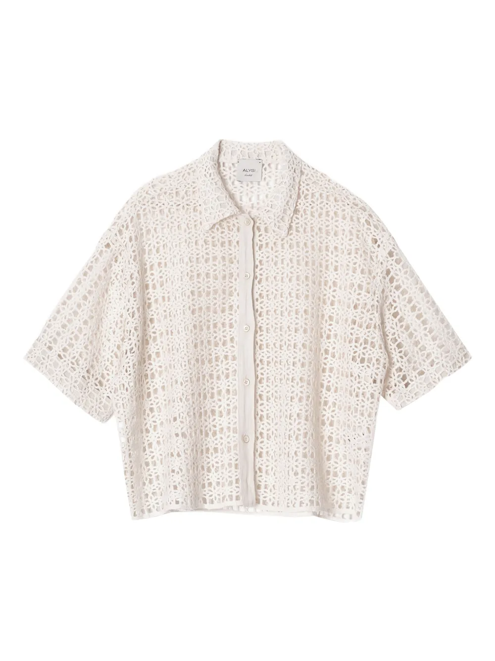 Alysi crochet-pattern collared shirt Wit