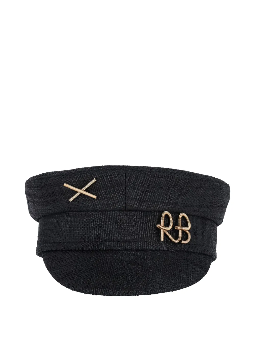 Ruslan Baginskiy Casual Flat Top Hat With Embroidered Elements In Black