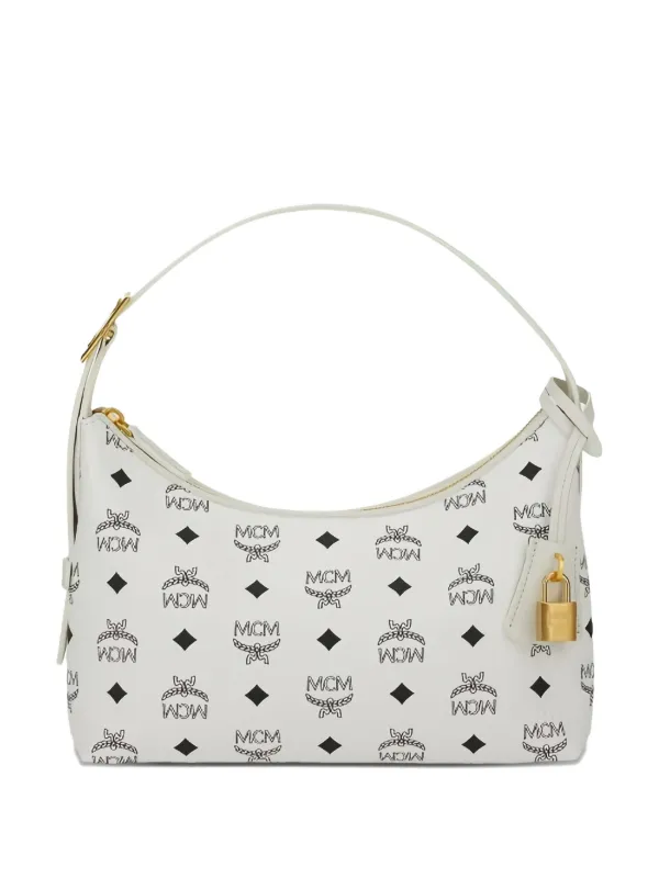MCM logo-print Shoulder Bag White FARFETCH NZ