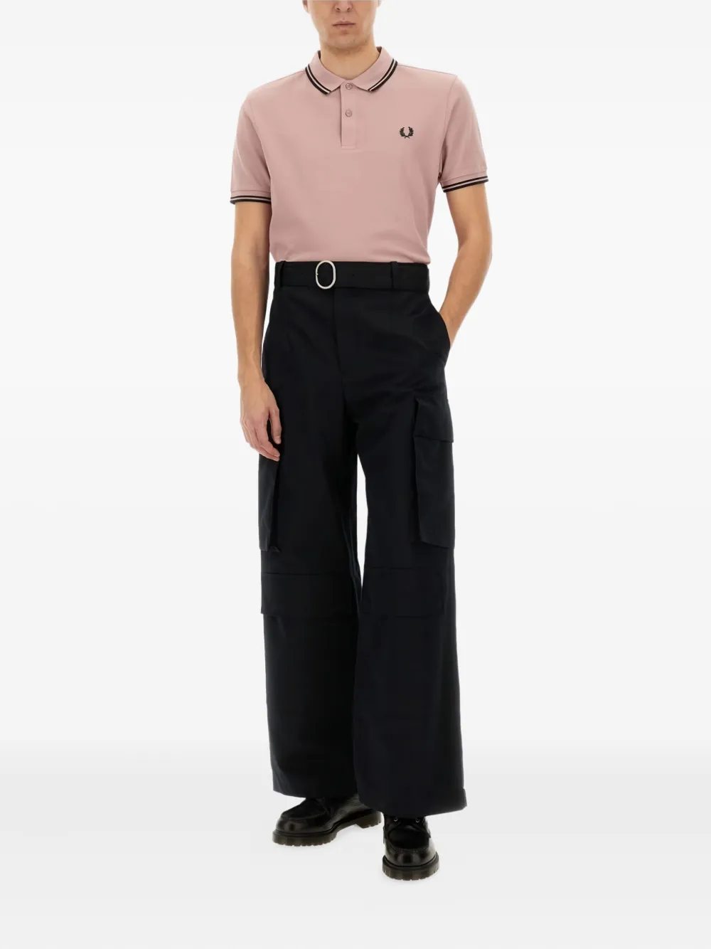 Comme Des Garçons Shirt embroidered tipped polo shirt Roze
