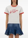 MSGM contrast-trim logo-print T-shirt - White
