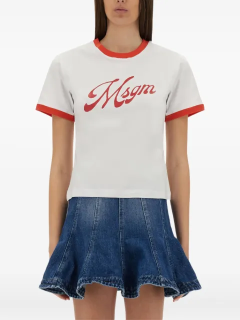 MSGM contrast-trim logo-print T-shirt