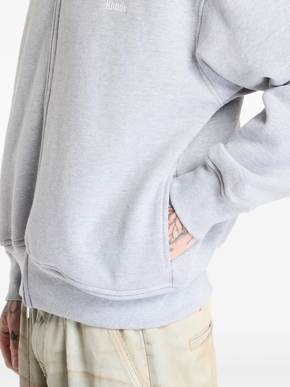 【関税込み】Rhude グレー Classique フルジップ フーディ RHSS25HO01229_CLASSIZUE_FULL-