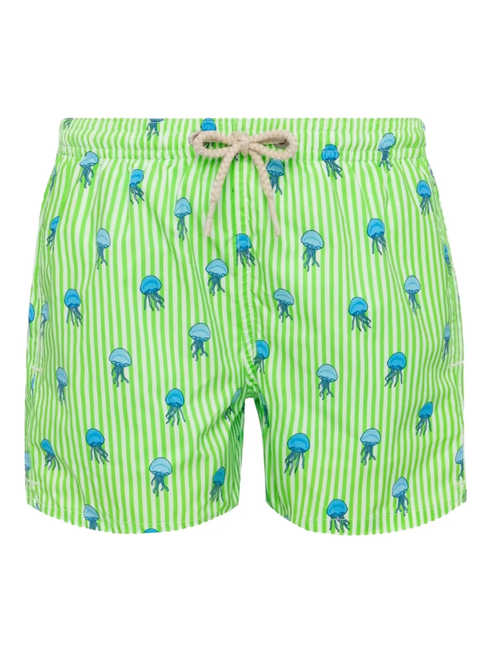 MC2 Saint Barth Kids Patmos Jr. gestreepte zwembroek met print Groen