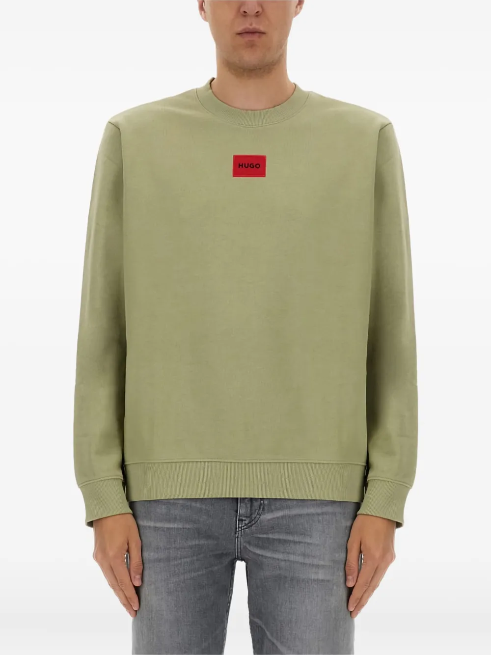 HUGO logo-patch cotton sweatshirt | Green | Image 1