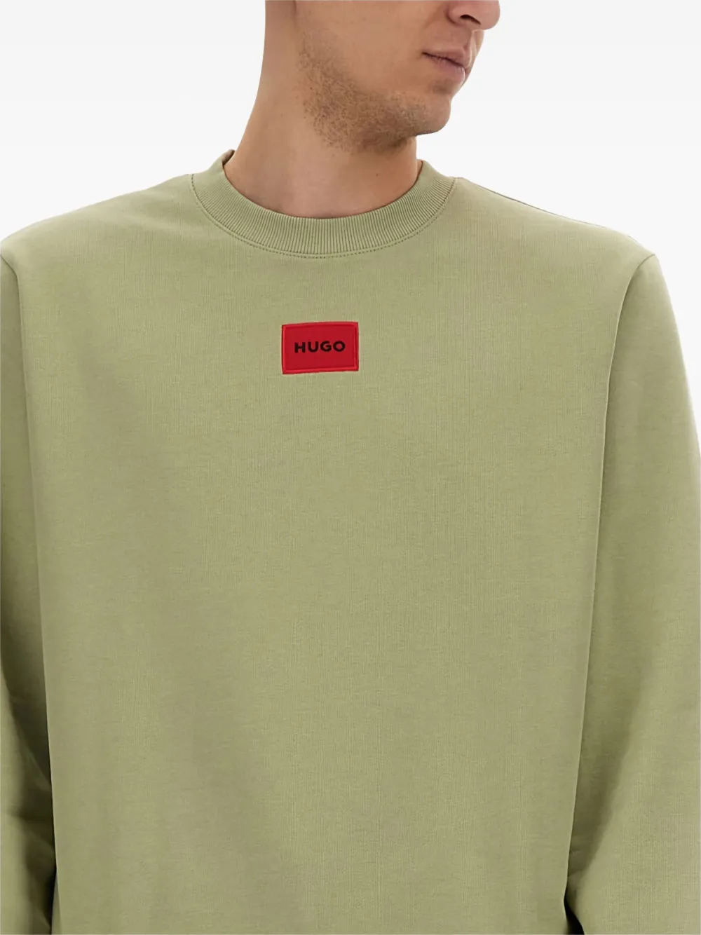 HUGO logo-patch cotton sweatshirt Groen