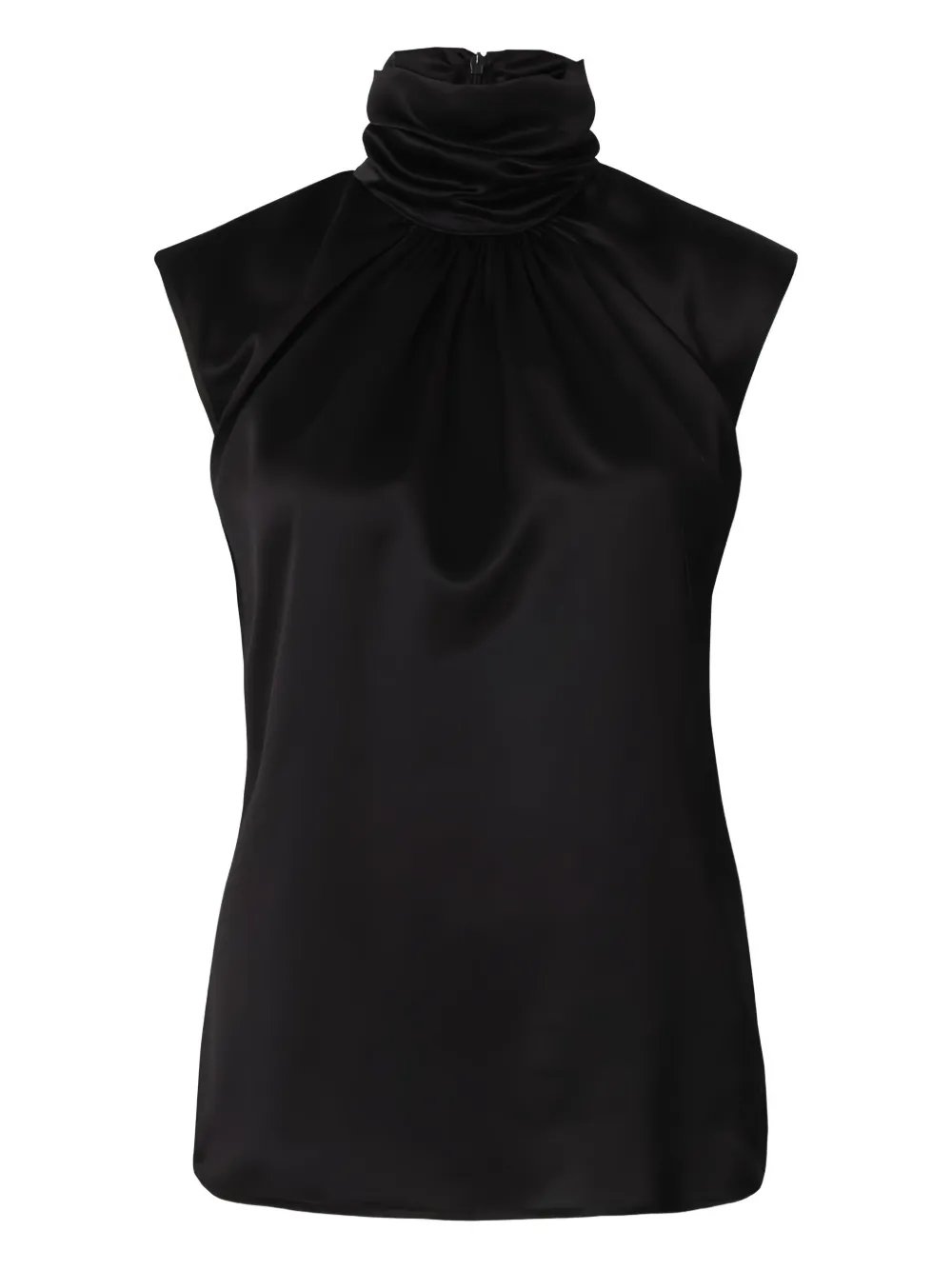 high-neck sleeveless blouse